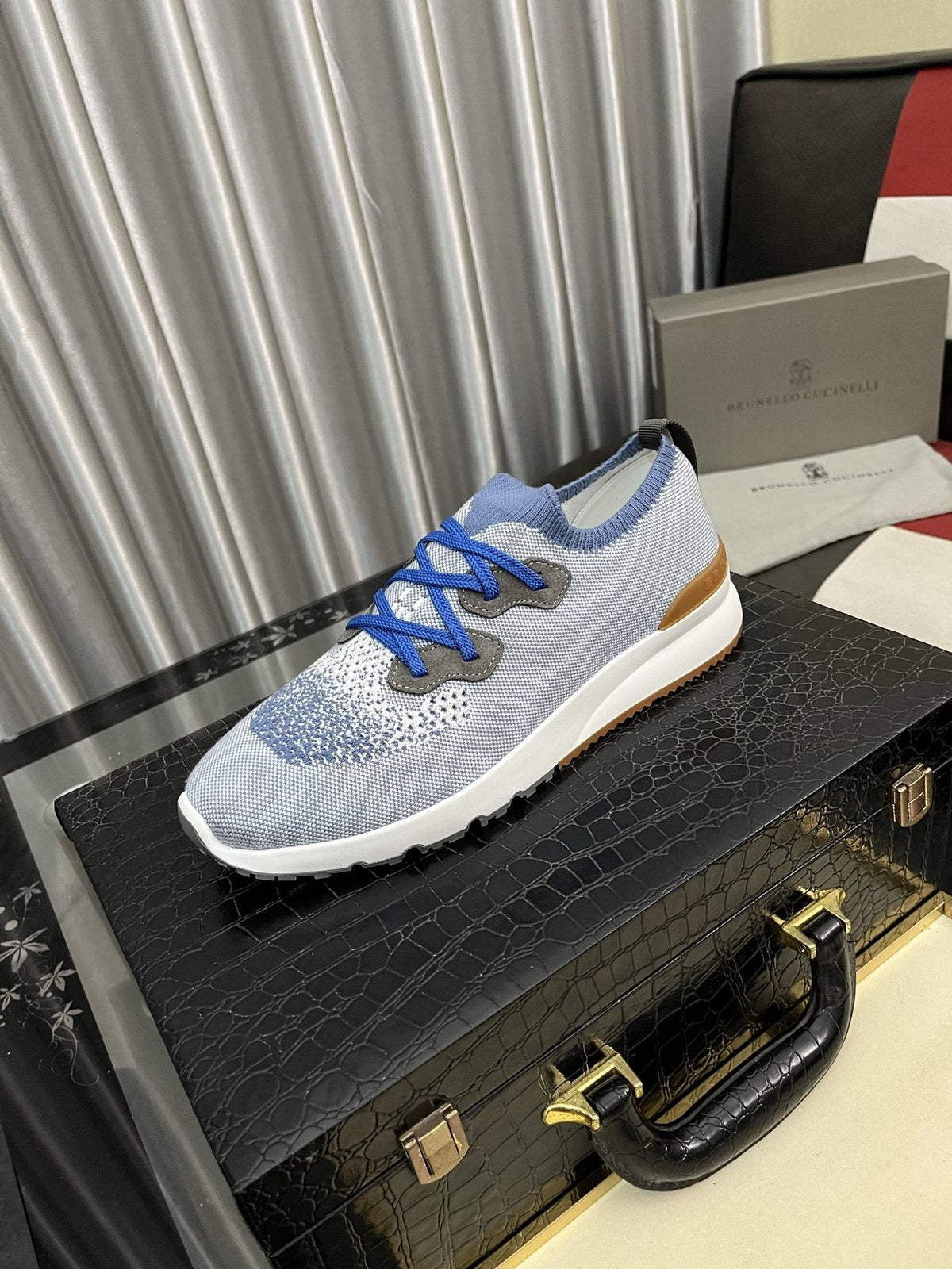 Brunello Cucinelli Men's Knit Lace-Up Sneakers
