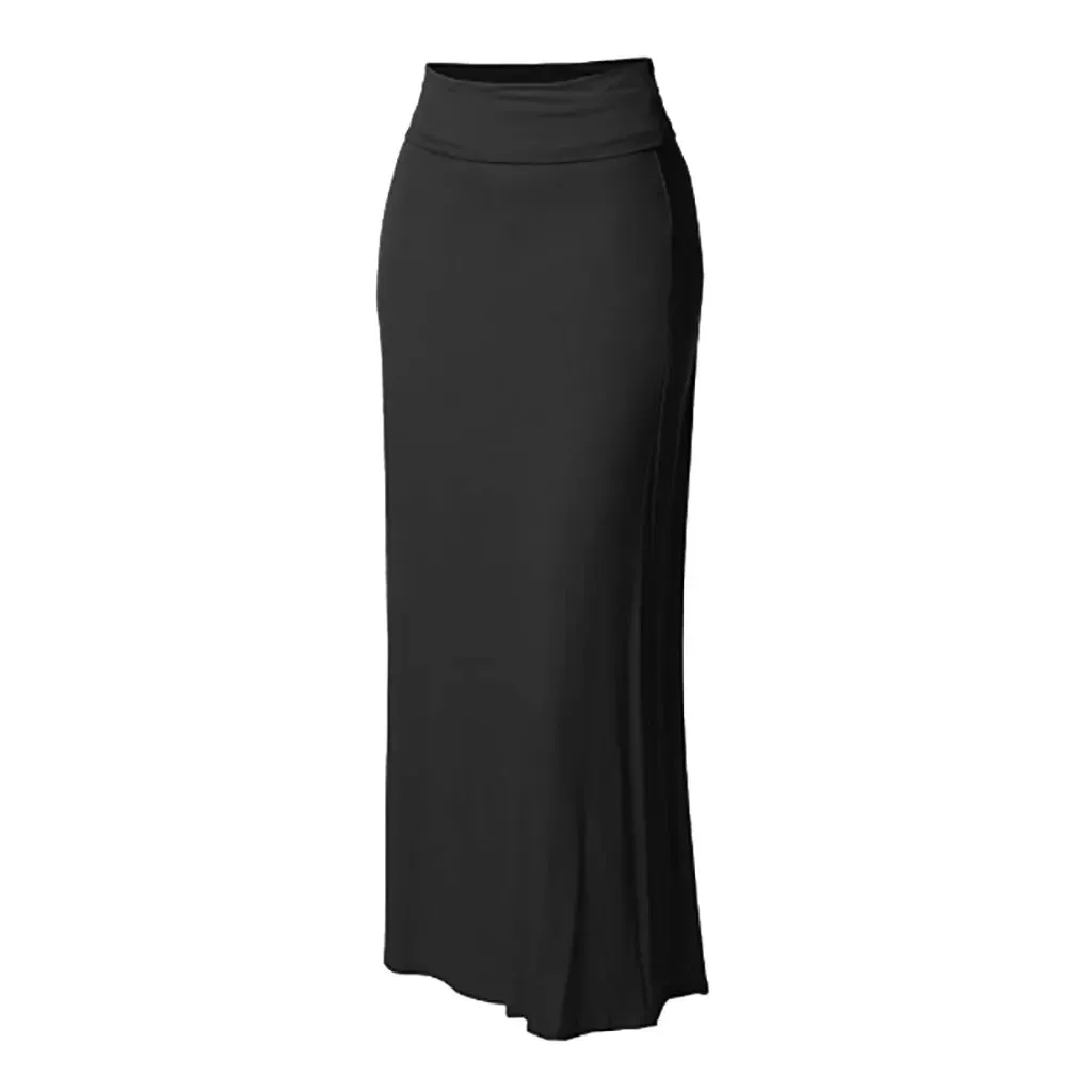 مجموعة أروين التجارية ARWEN & AJH GROUP High Waist Skirts Ladies Solid Sexy Long Pencil Skirt  Women High Waist Comfort Body con Stitching Maxi Skirts Falasha