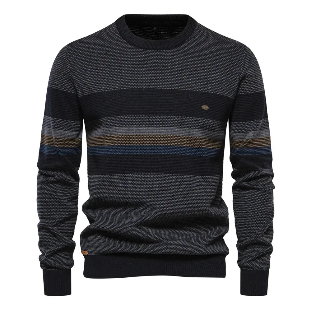 Autumn and Winter Patchwork Sweaters for Men High Quality Cotton Warm Pullover Casual Social Men Sweater