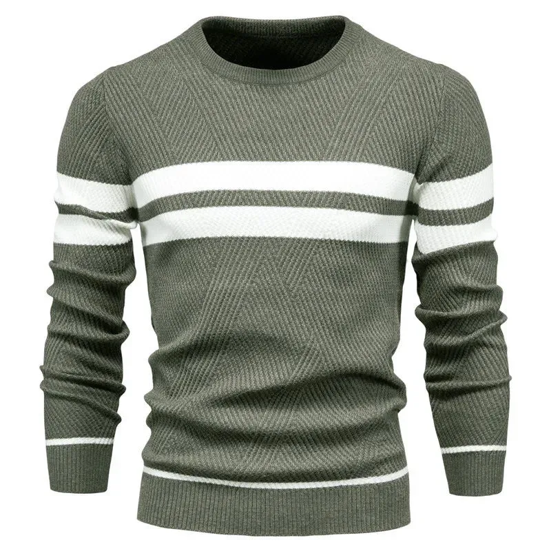 Autumn Pullover Men's Sweater O-neck Patchwork Long Sleeve Warm Slim Sweaters Men Casual Fashion Sweater Men Clothing