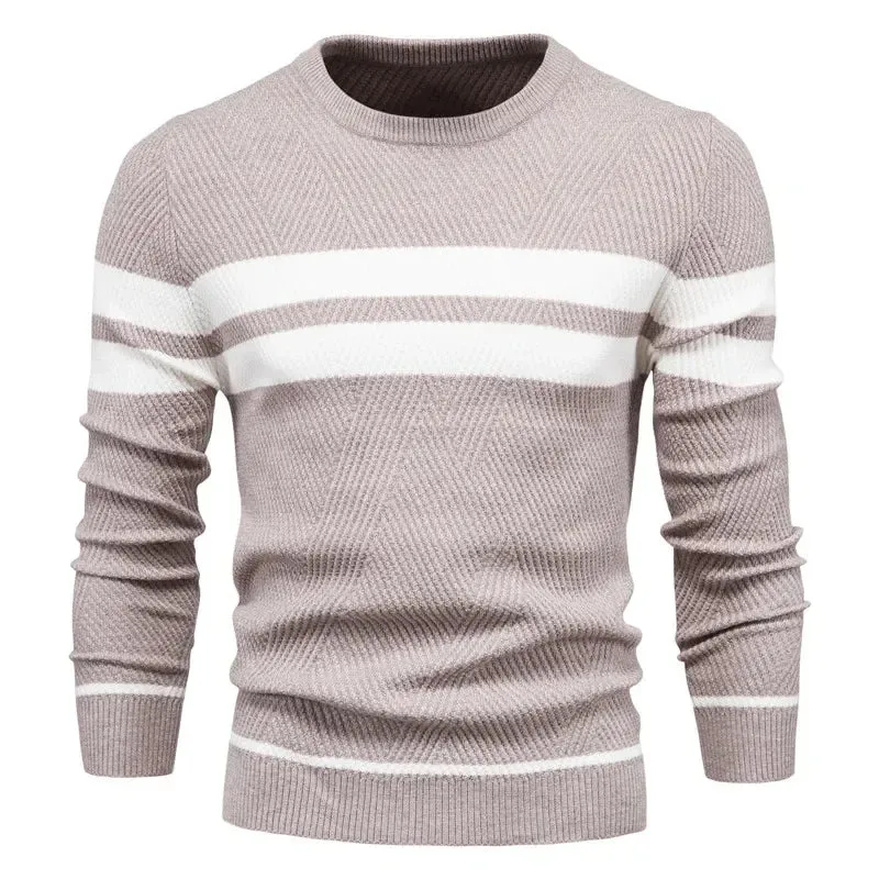 Autumn Pullover Men's Sweater O-neck Patchwork Long Sleeve Warm Slim Sweaters Men Casual Fashion Sweater Men Clothing