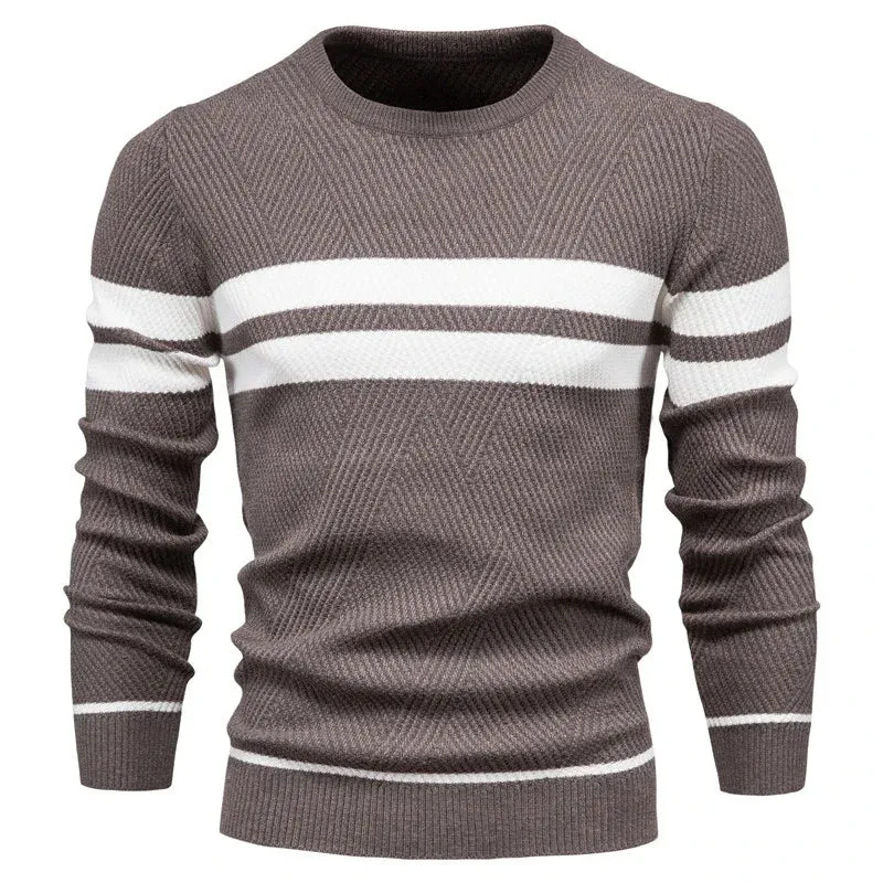 Autumn Pullover Men's Sweater O-neck Patchwork Long Sleeve Warm Slim Sweaters Men Casual Fashion Sweater Men Clothing