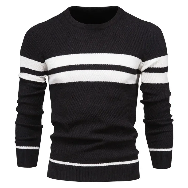 Autumn Pullover Men's Sweater O-neck Patchwork Long Sleeve Warm Slim Sweaters Men Casual Fashion Sweater Men Clothing