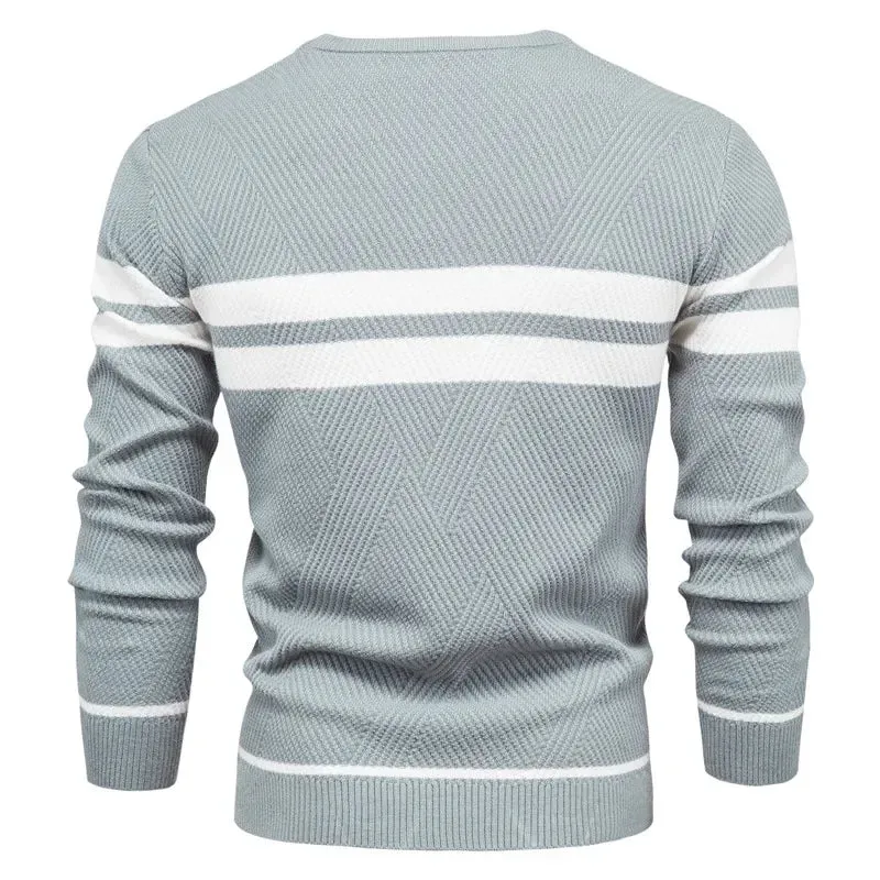 Autumn Pullover Men's Sweater O-neck Patchwork Long Sleeve Warm Slim Sweaters Men Casual Fashion Sweater Men Clothing