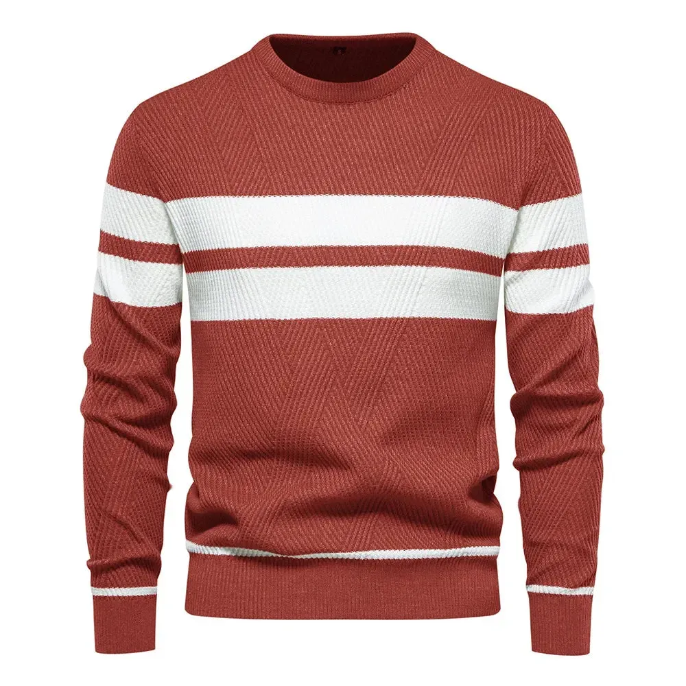 Autumn Pullover Men's Sweater O-neck Patchwork Long Sleeve Warm Slim Sweaters Men Casual Fashion Sweater Men Clothing