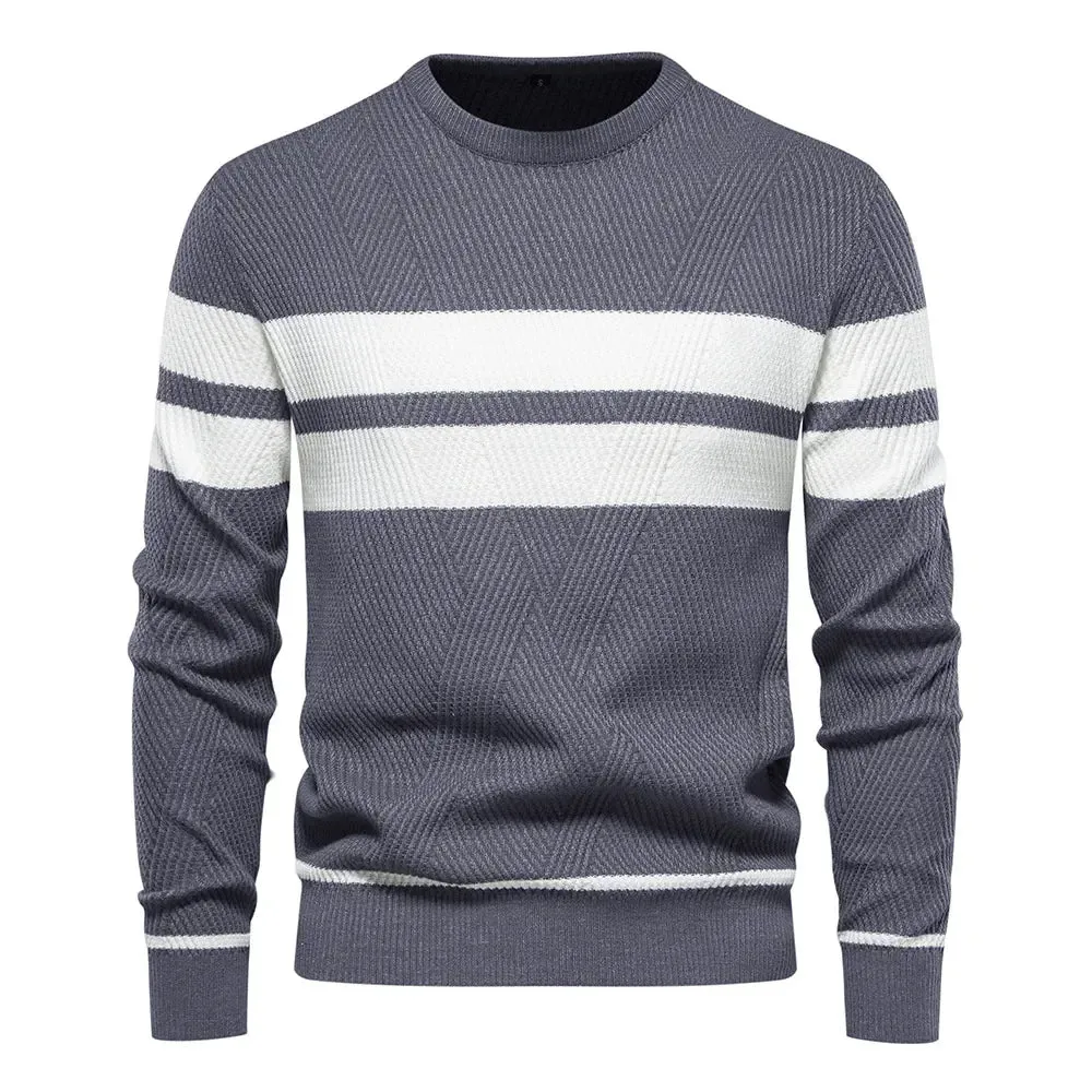 Autumn Pullover Men's Sweater O-neck Patchwork Long Sleeve Warm Slim Sweaters Men Casual Fashion Sweater Men Clothing