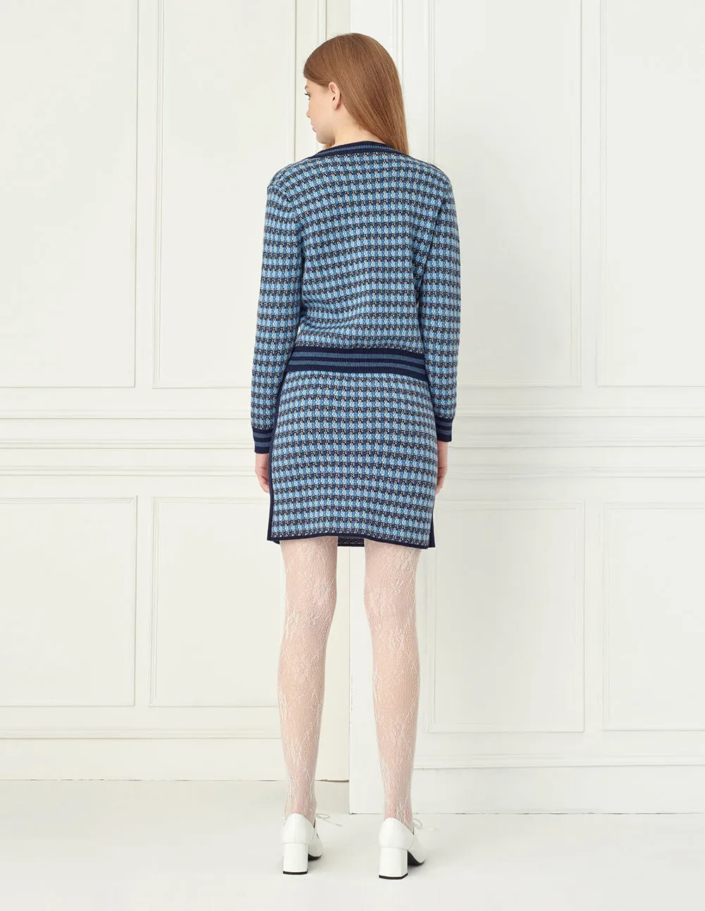 BORA AKSU BLUE TWEED TEXTURED MINI SKIRT