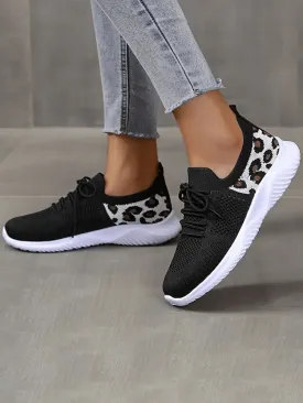 Breathable Mesh Leopard Print Soft Sole Sports Sneakers for Women - SF1422