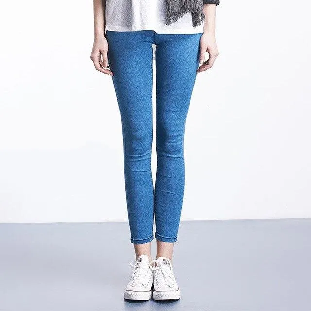 Casual High Waist Pants Slim Stretch Denim Trousers For Woman