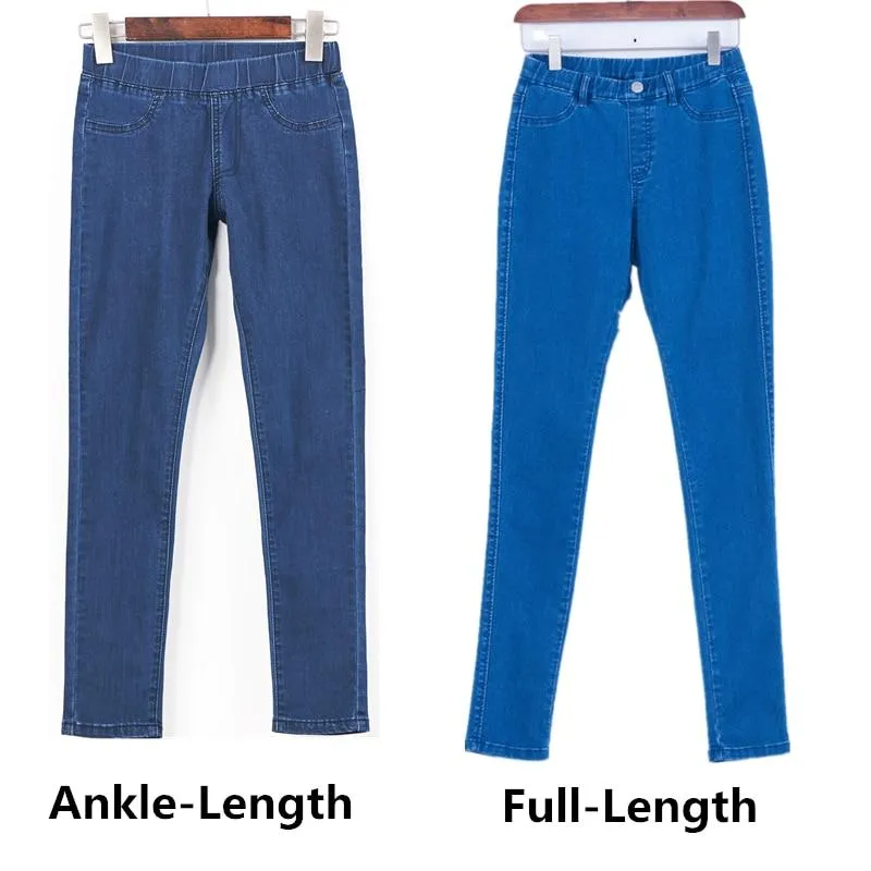 Casual High Waist Pants Slim Stretch Denim Trousers For Woman