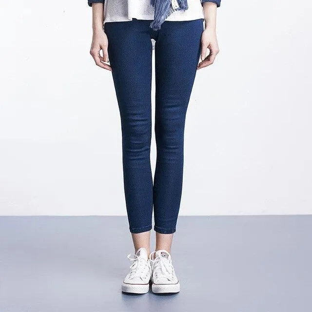 Casual High Waist Pants Slim Stretch Denim Trousers For Woman