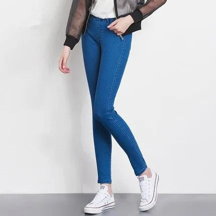 Casual High Waist Pants Slim Stretch Denim Trousers For Woman