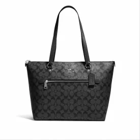 Coach Women's Graphite & Black Gallery Tote In Signature Canvas