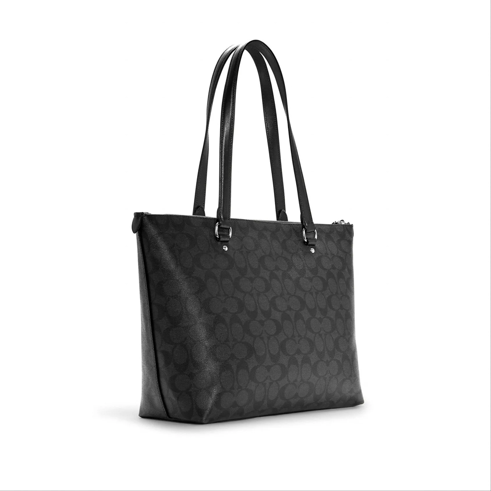 Coach Women's Graphite & Black Gallery Tote In Signature Canvas