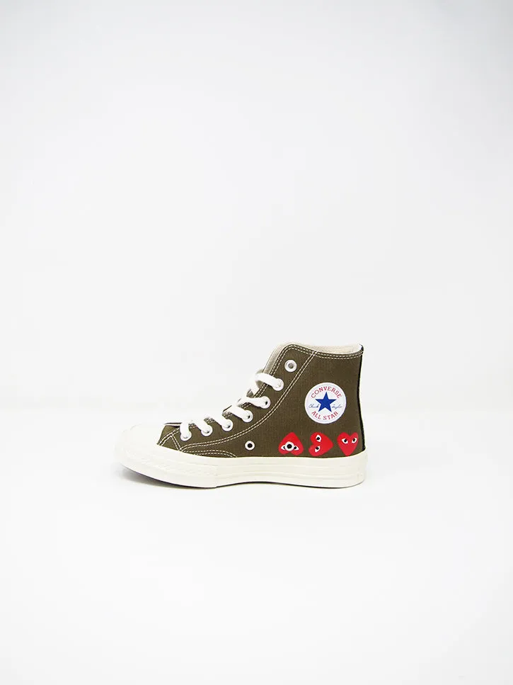 Comme des Garçons PLAY Converse, Khaki Multiheart