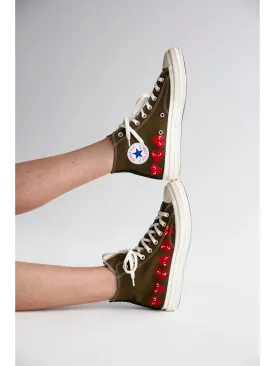 Comme des Garçons PLAY Converse, Khaki Multiheart