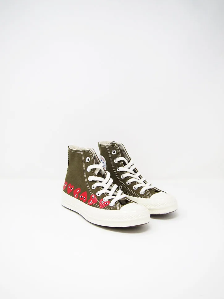 Comme des Garçons PLAY Converse, Khaki Multiheart