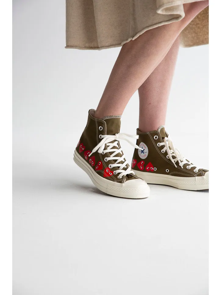 Comme des Garçons PLAY Converse, Khaki Multiheart