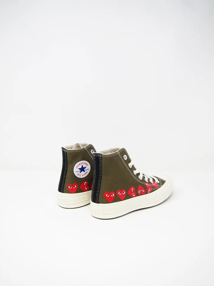 Comme des Garçons PLAY Converse, Khaki Multiheart