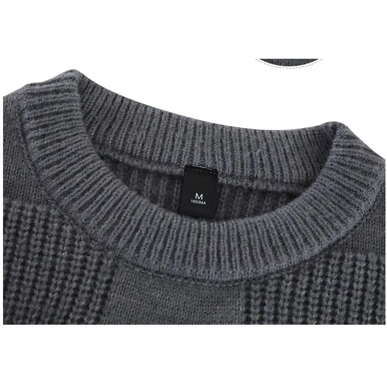 Crew Neck Loose Fit Simplicity Round Neck Knitted Sweater