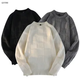 Crew Neck Loose Fit Simplicity Round Neck Knitted Sweater