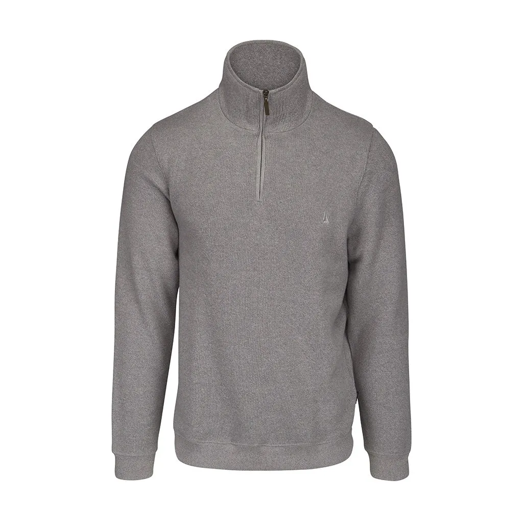 Cromwell Long Sleeve Half Zip Sweater - Grey Melange