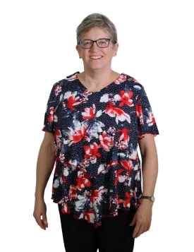 Deborah Adaptive Top - Red & Navy Floral