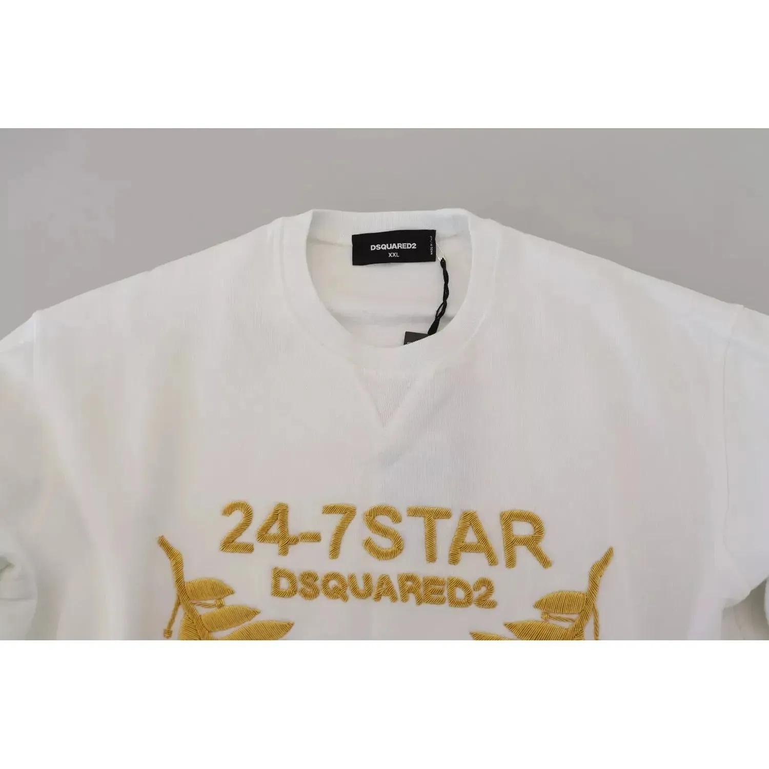 Dsquared² White Embroidered Crewneck Sweatshirt Sweater