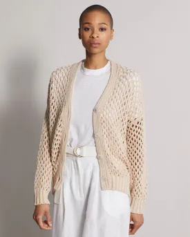 ERCIE HANDMADE KHAKI COTTON LINEN CARDIGAN