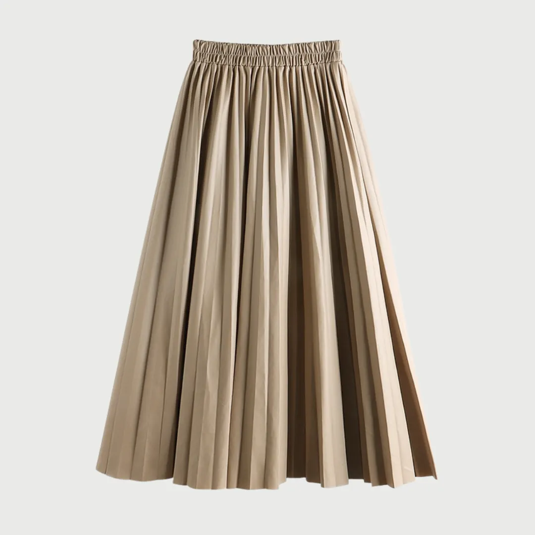 Faux Leather High Waist Pleated Skirt