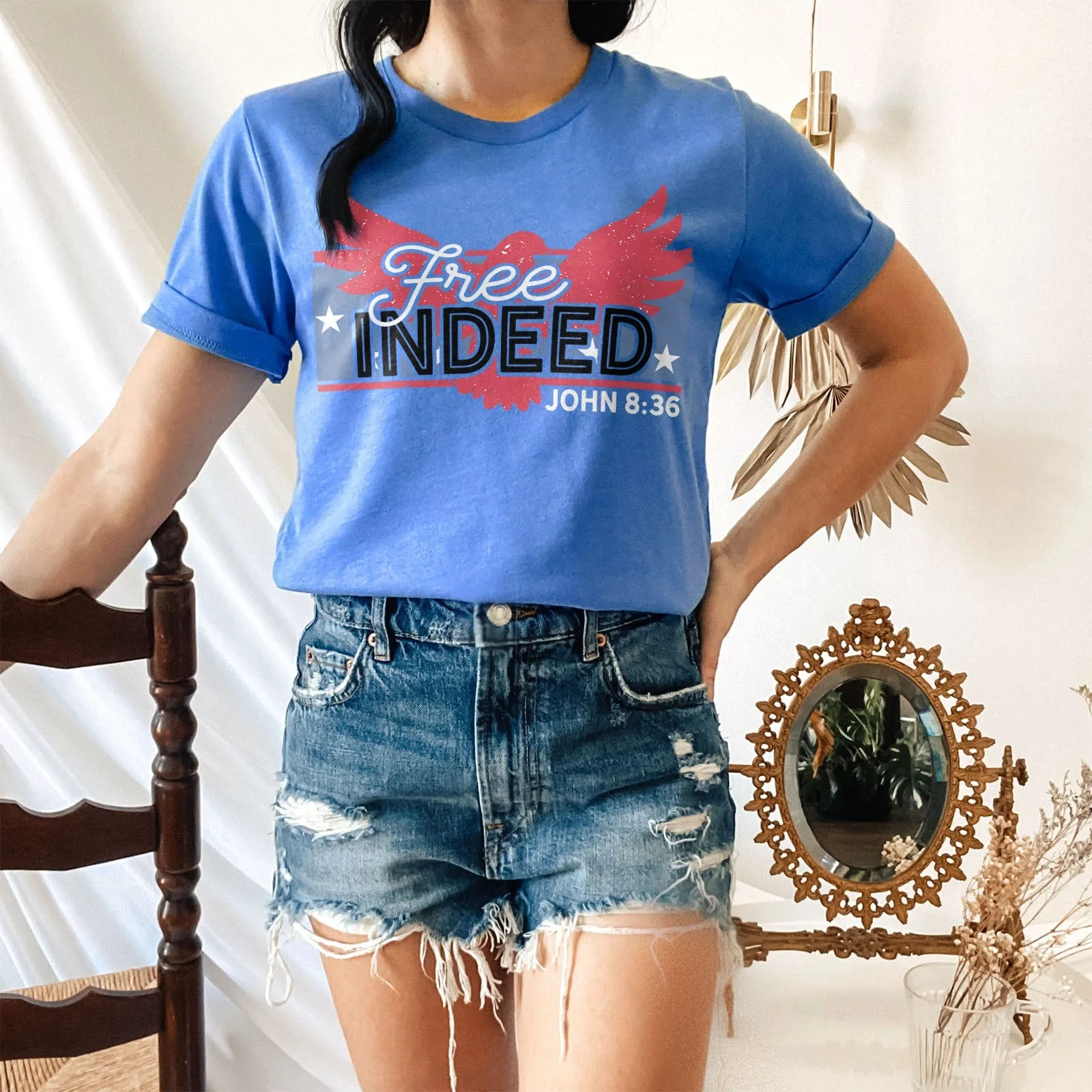 Free Indeed John 8:36 Tee Shirts For Women - Christian Shirts for Women - Religious Tee Shirts