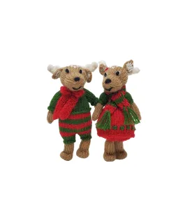 Holiday Deer Ornaments, Set Of 2