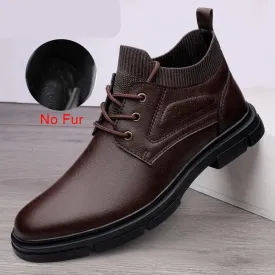 Keep Warm Comfy Split Leather Ankle Boots Autumn Winter Men Boots Fashion Lace Up Shoes for Man Lightweight Casual Boots