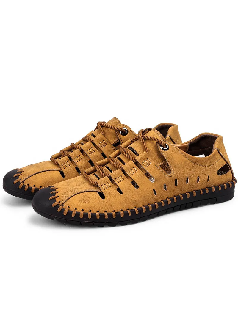 Lace-Up Leather Soft Sandals / Men's Outdoor Water Shoes - SF1085