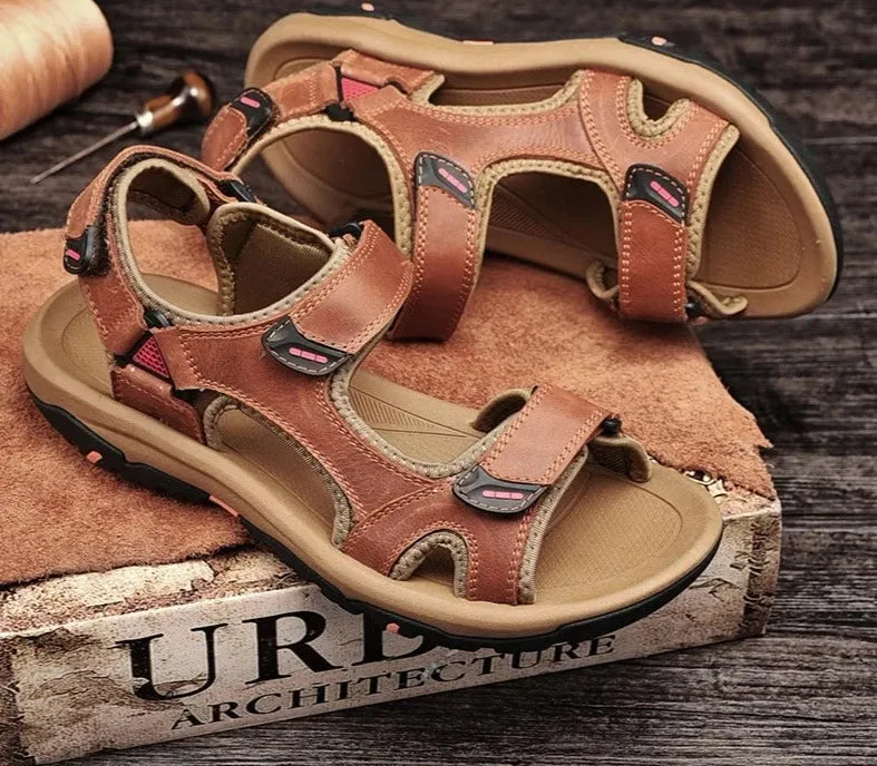 Leather Men Sandals Summer New Large Size Men Sandals Outdoor Men's Casual Shoes Fashion Sandals Slippers Big Size 37-46