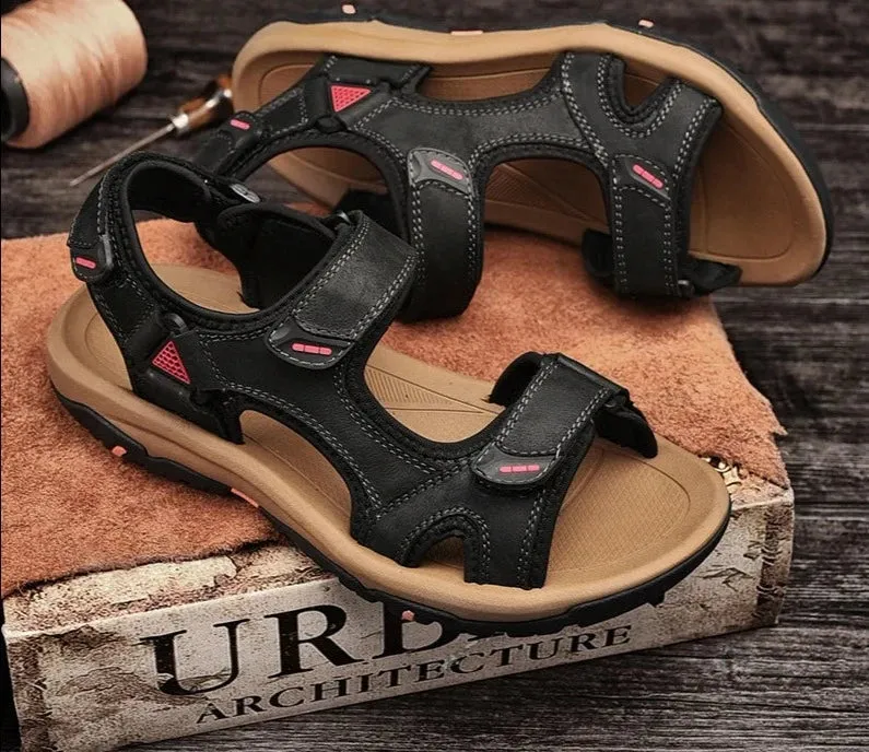 Leather Men Sandals Summer New Large Size Men Sandals Outdoor Men's Casual Shoes Fashion Sandals Slippers Big Size 37-46