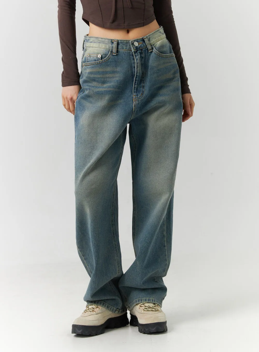 Low-Rise Wide Denim Streetwear ID305