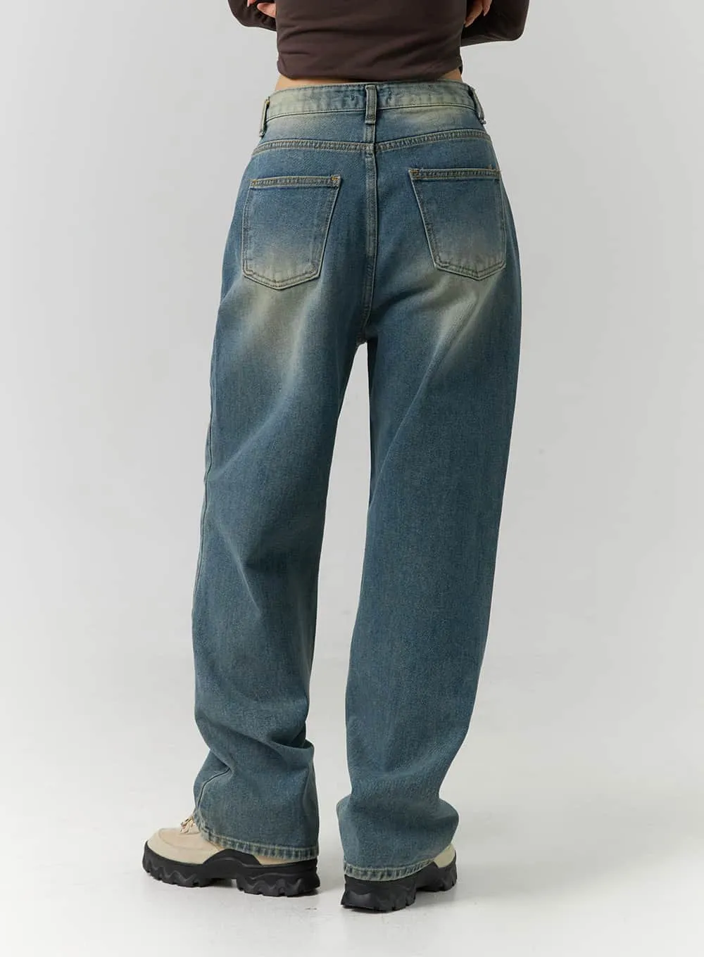 Low-Rise Wide Denim Streetwear ID305