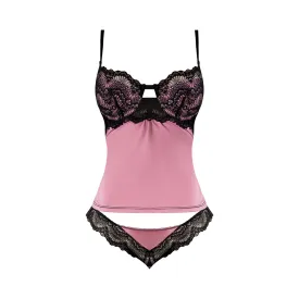 Magic Silk Sensual Desires Satin Underwire Cami & Lace Cheeky Panty Mauve