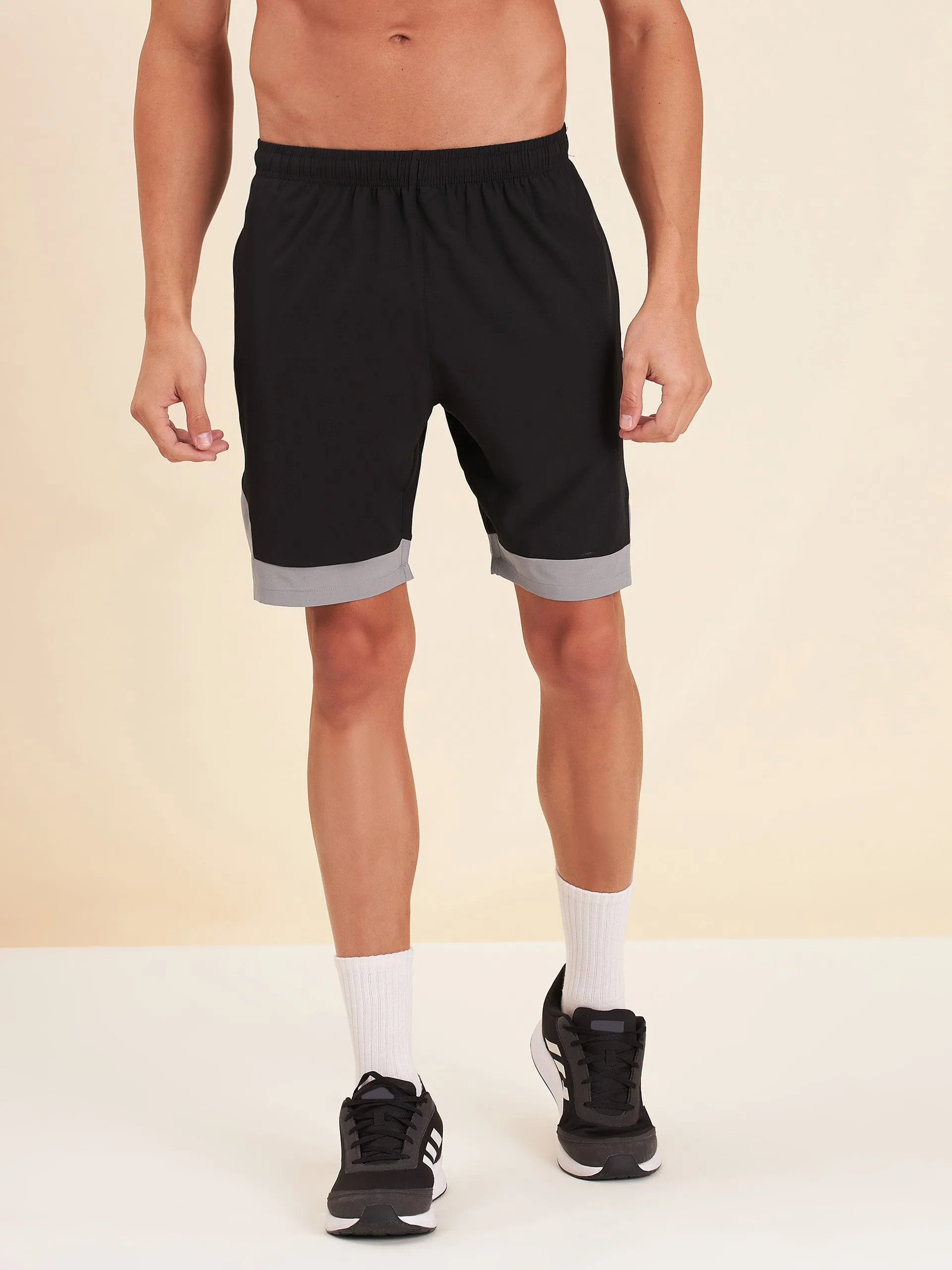 Men Black & Grey Dry Fit Shorts