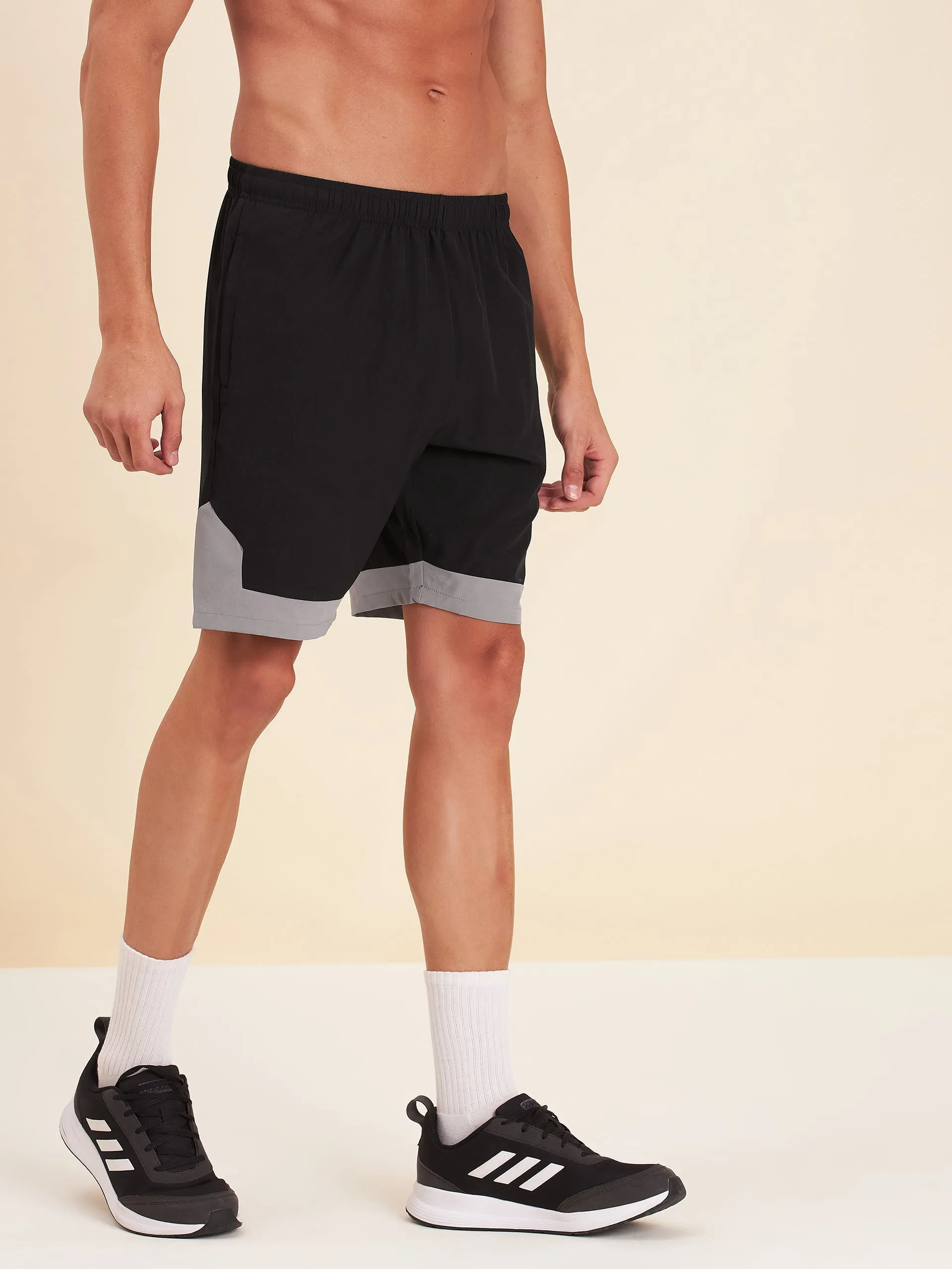 Men Black & Grey Dry Fit Shorts