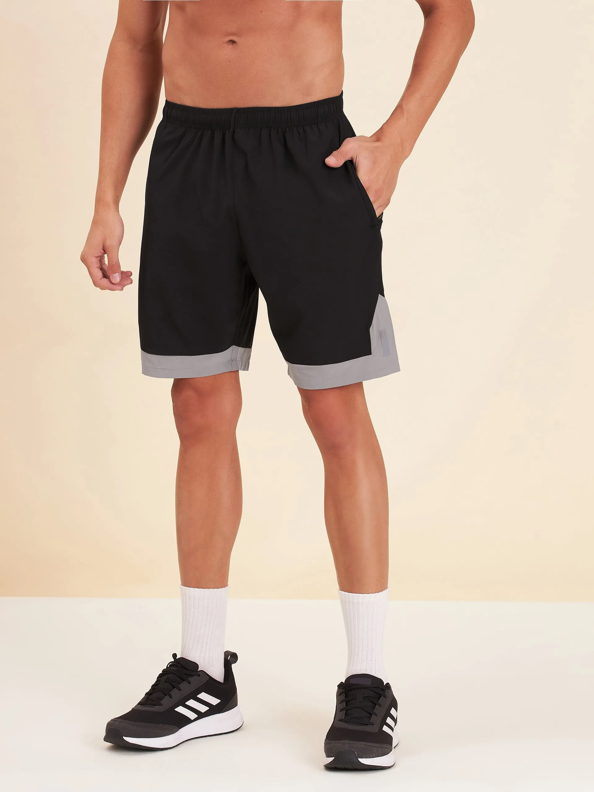 Men Black & Grey Dry Fit Shorts