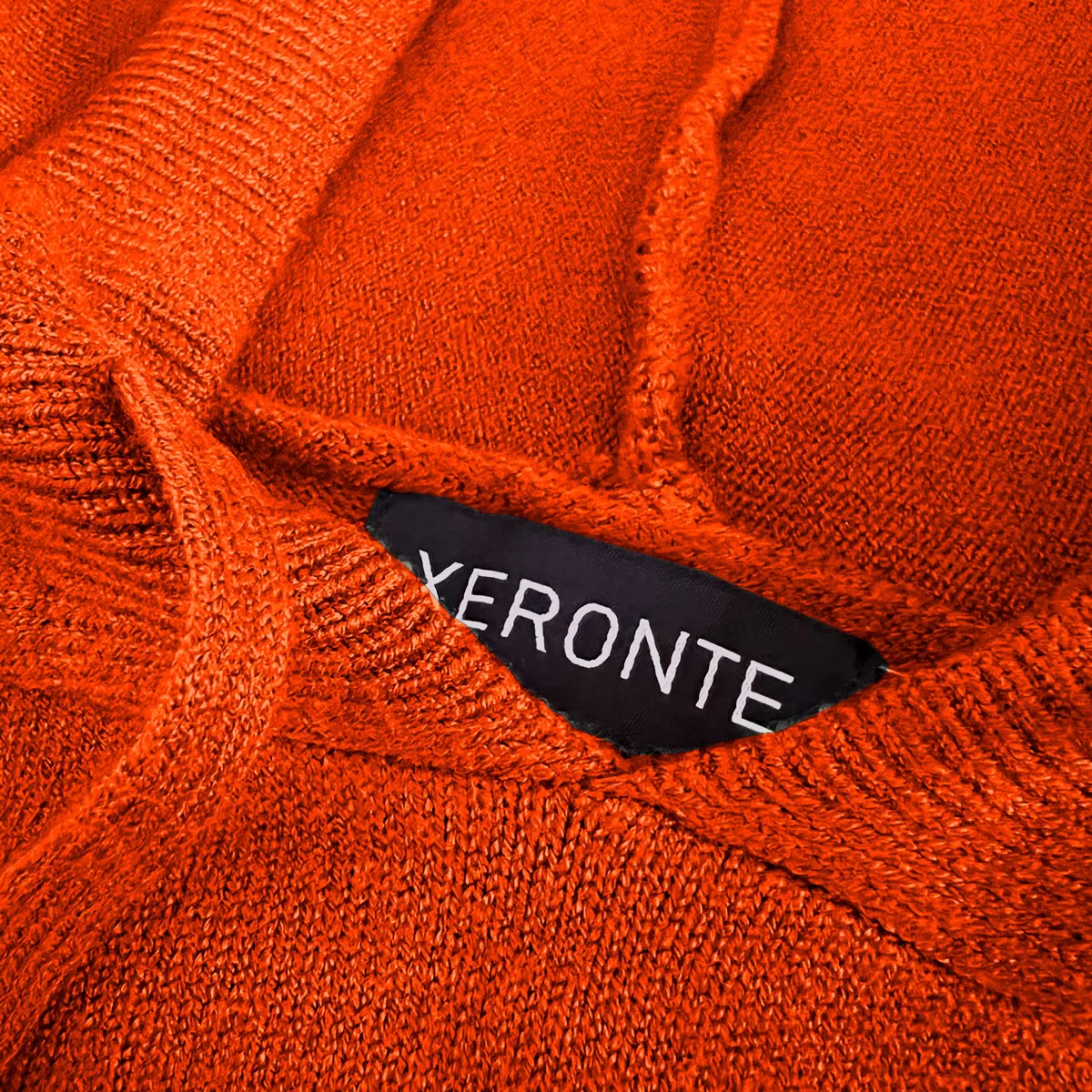 Orange Mens Knit Pullover Hoodie Sweater