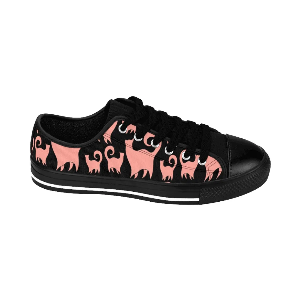 Pink Snobby Cats Pattern Women's Sneakers