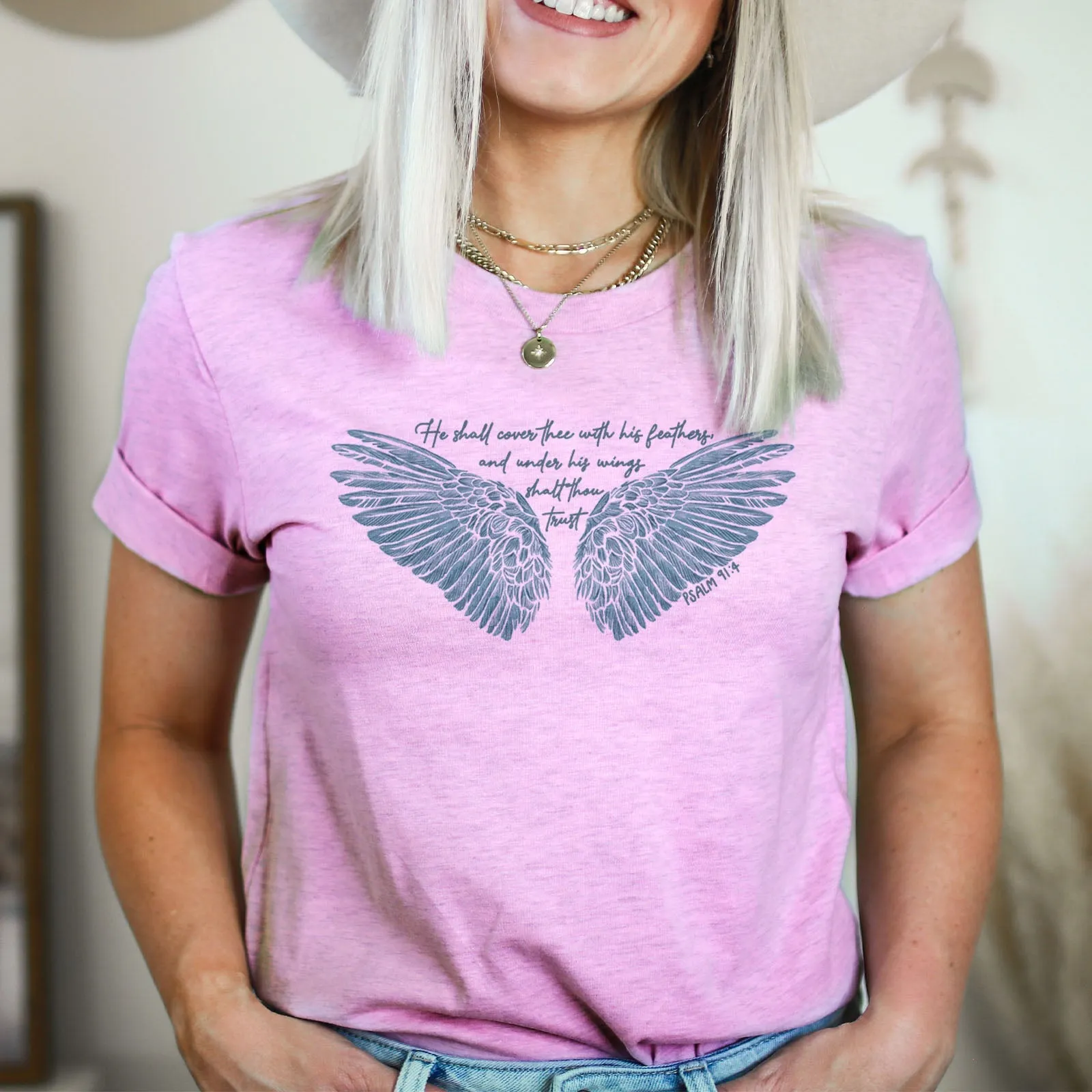 Psalms 91:4 Tee Shirts For Women - Christian Shirts for Women - Religious Tee Shirts