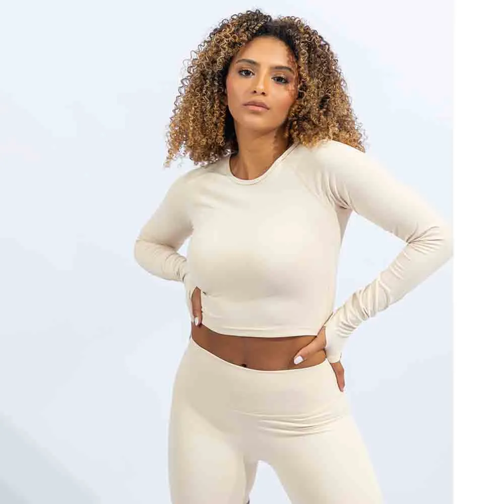 Quwati Women Power Long Sleeve Crop Top