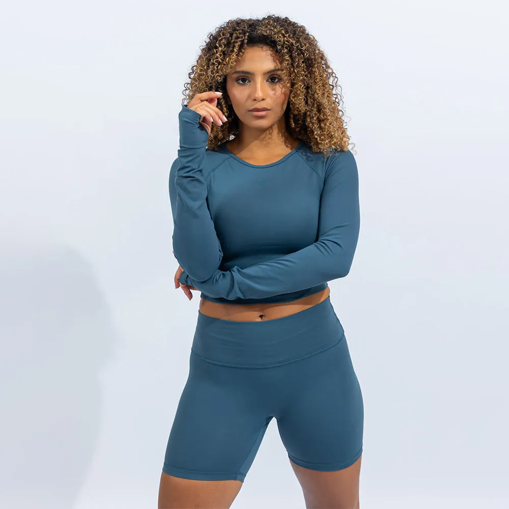 Quwati Women Power Long Sleeve Crop Top