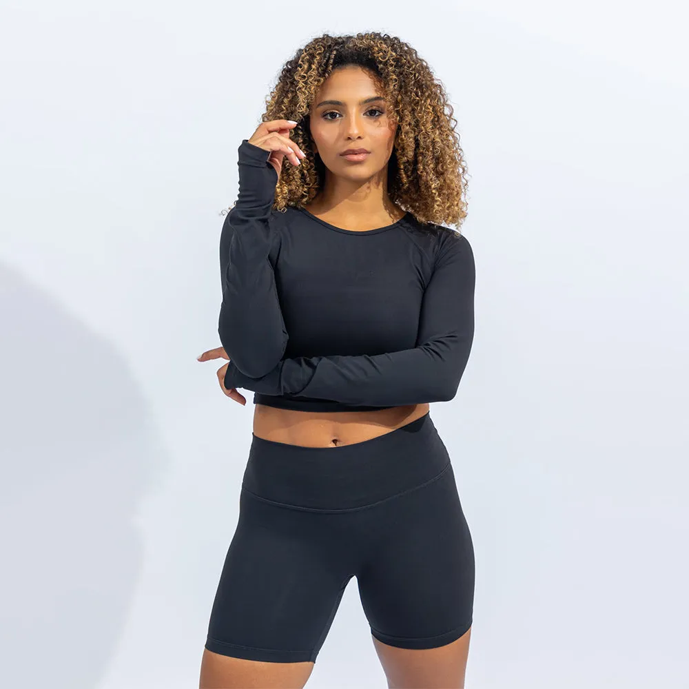 Quwati Women Power Long Sleeve Crop Top