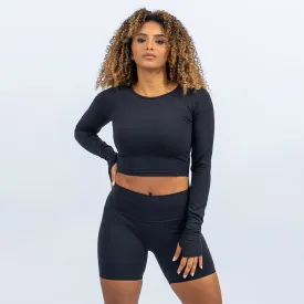 Quwati Women Power Long Sleeve Crop Top