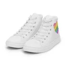 Rainbow Scribble Heart White High Top Trainers (male sizes)